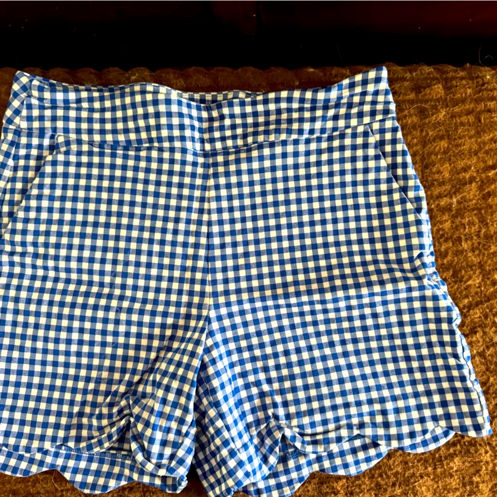 Crown & Ivy High Waist Blue and White Gingham Shorts